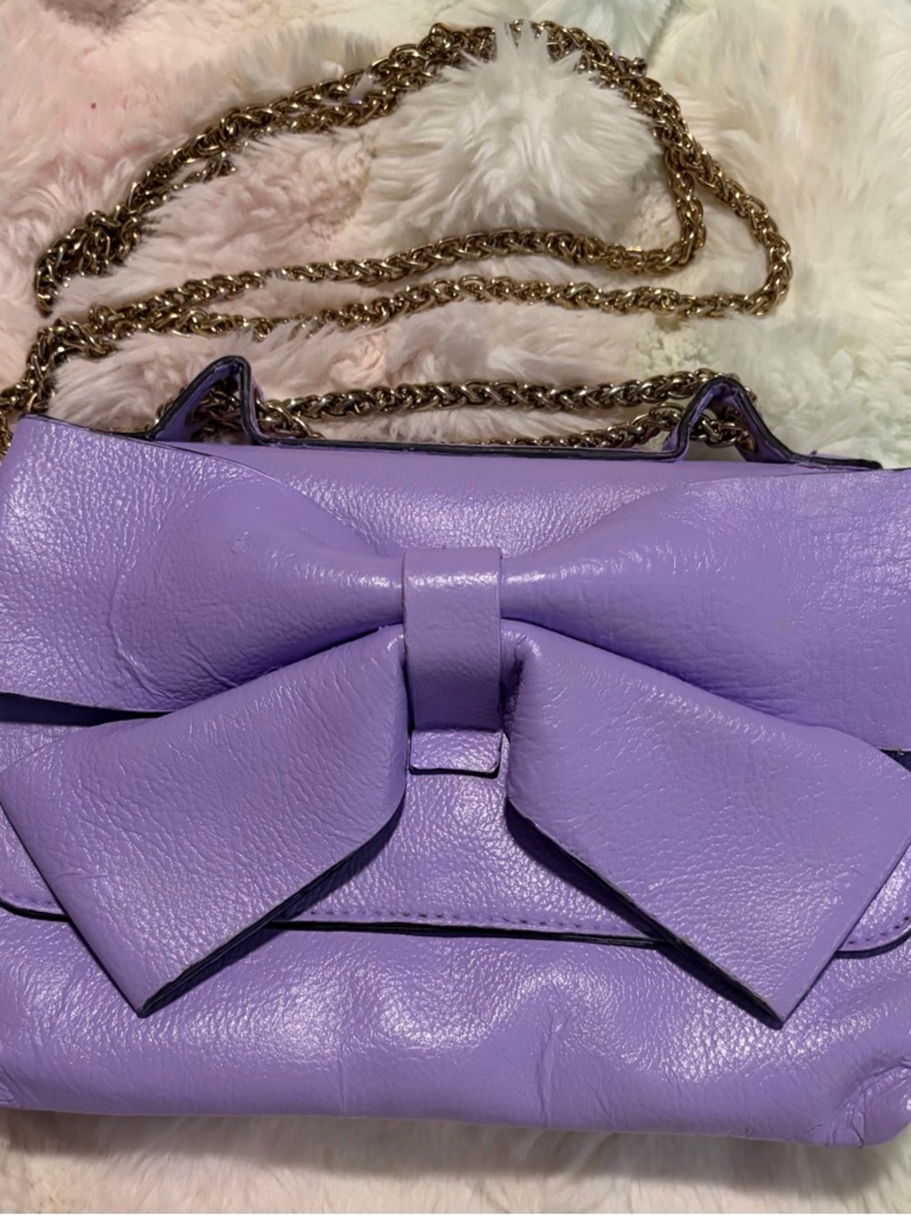Lavender Bow Chain Shoulder Bag - Unbranded
